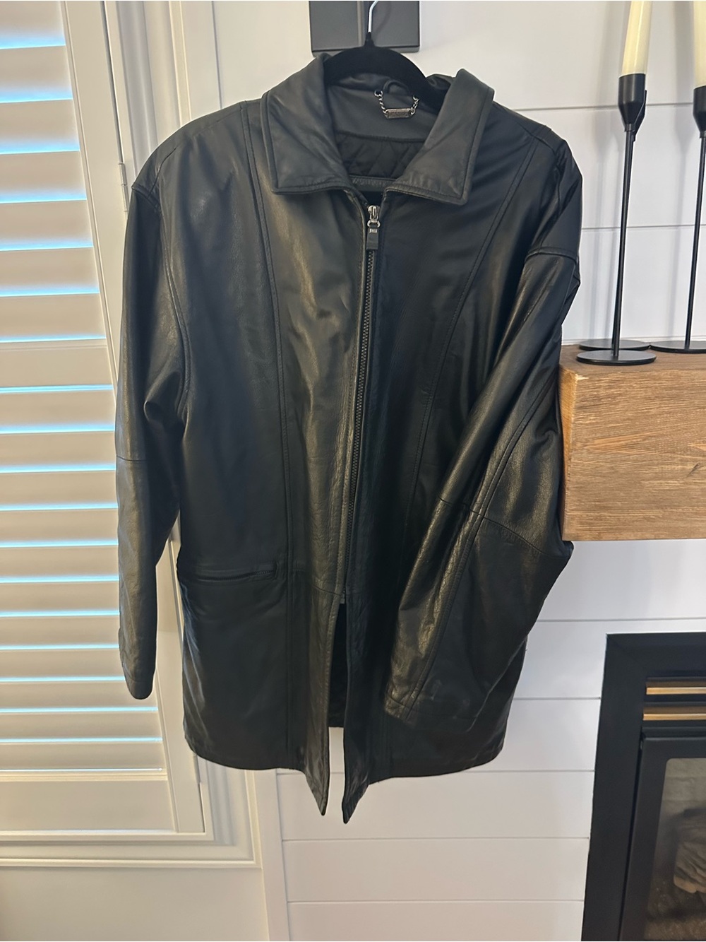 Danier Oversized Black Genuine Leather Jacket